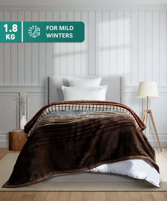 Home Essential Soft Sanctuary Single Flannel Blanket, Coco|1.8 KG