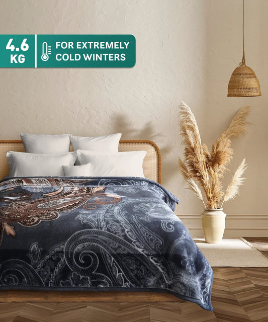 Sanskriti Double Mink Blanket, Kashida| 4.6 KG