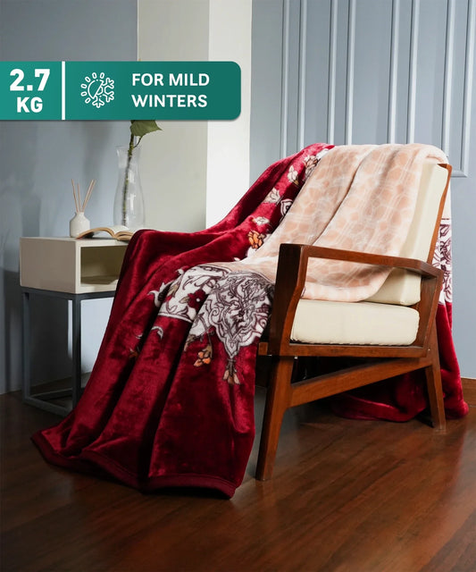 Carnival Double Mink Blanket, Scarlet| 2.7 KG