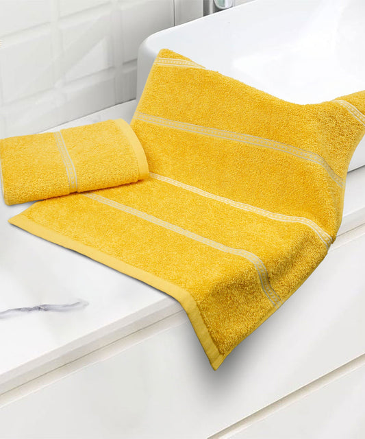 Urban Comfort 2 Pc Hand Towel Set, Drama Yellow| 450 GSM Cotton|Dry Fast