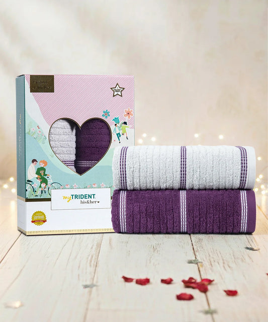 His & Her 2 PC Bath Towel Set, Adam & Eve|500 GSM Cotton