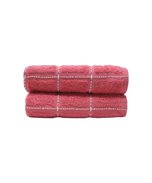 Dusk & Dawn Camellia Rose 2 Hand Towel, 400 GSM, Cotton Rich, Weft Insert Solid Towel, Red