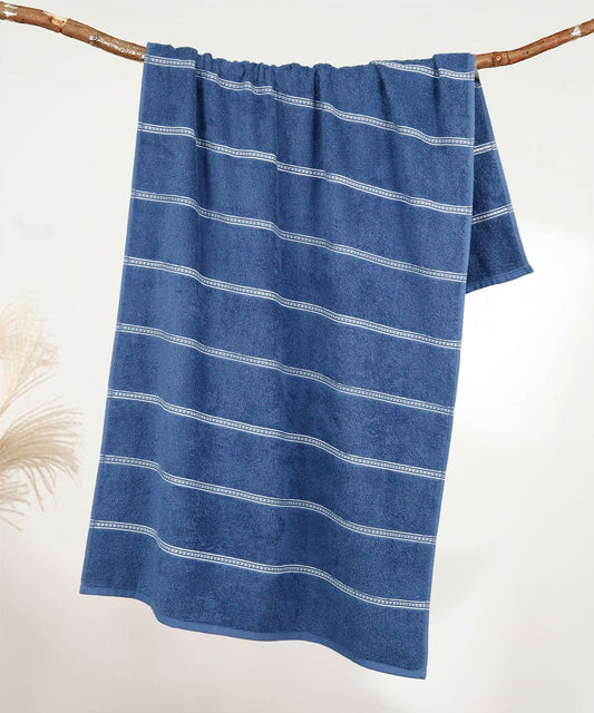 Urban Comfort Bath Towel, Doodle Blue| 450 GSM Cotton|Dry Fast