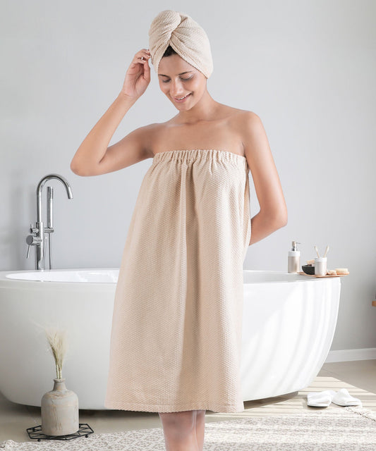 Urban Comfort (Head+Body)Wrap Set, Sand| 240 GSM Cotton