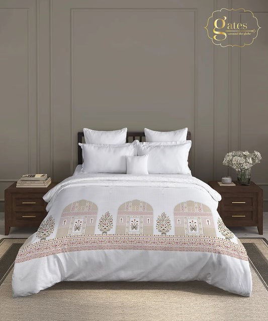 Gates Around The Goble Double AC Comforter, Whitemyst| 180 TC Cotton