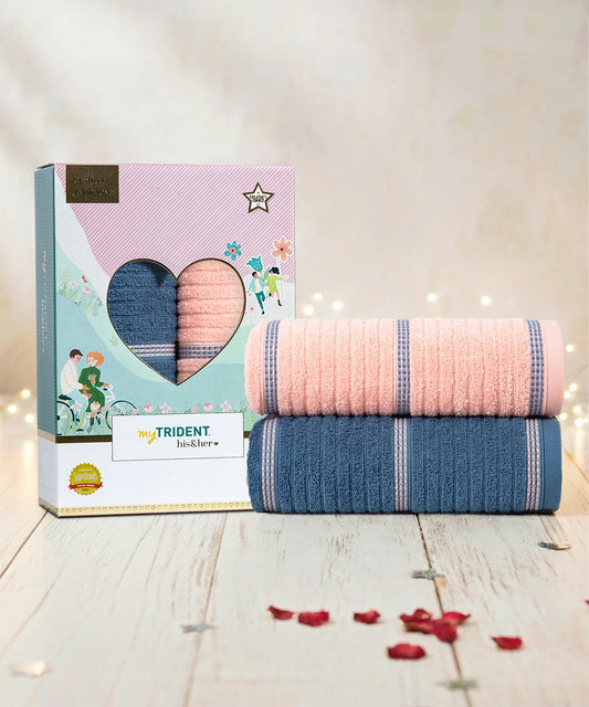 His & Her 2 PC Bath Towel  Set, Candy & Floss|500 GSM Cotton