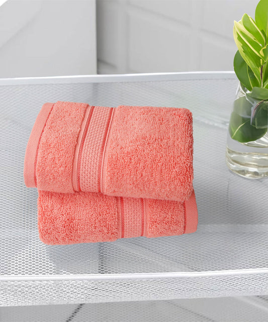 Indulgence 2Pc Hand Towel, Coral Pink|600 GSM Cotton