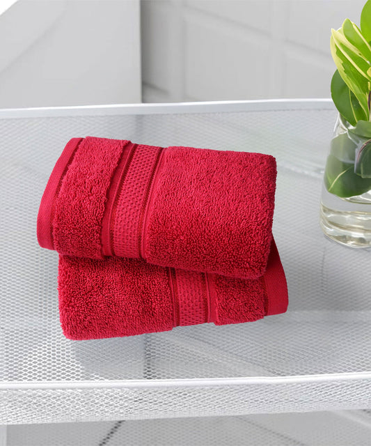 Indulgence 2Pc Hand Towel, Blood Red|600 GSM Cotton