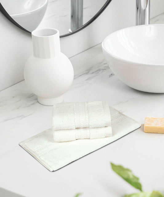Luxury 3 Pc Face Towel Set, Cashmere Ivory|625 GSM Premium Cotton| Antimicrobial
