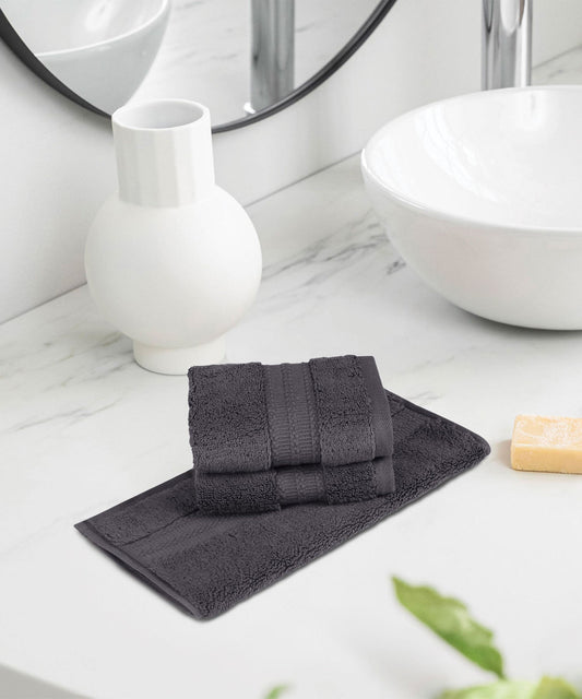 Luxury 3 Pc Face Towel Set, Ash Grey|625 GSM Premium Cotton| Antimicrobial