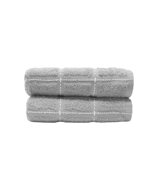 Dusk & Dawn Cloud Grey 2 Hand Towel, 400 GSM, Cotton Rich, Weft Insert Solid Towel, Grey