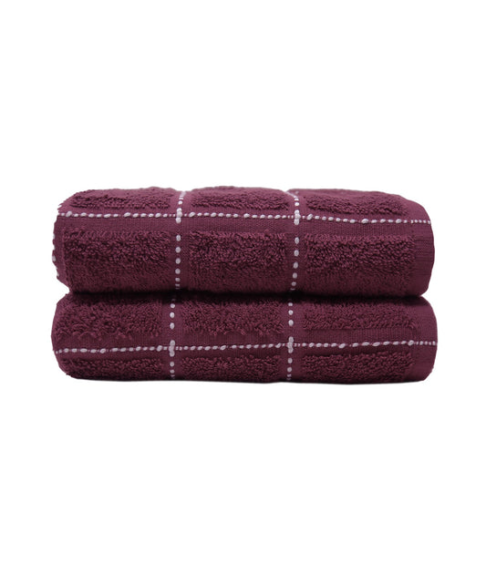 Dusk & Dawn Deep Burgundy 2 Hand Towel, 400 GSM, Cotton Rich, Weft Insert Solid Towel, Red