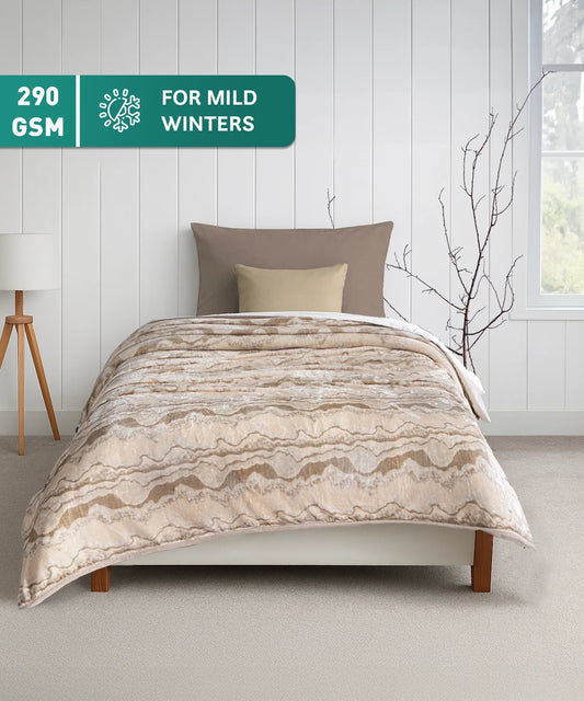 Home Essential Imperial Single Flannel Blanket, Terra| 1.3 KG