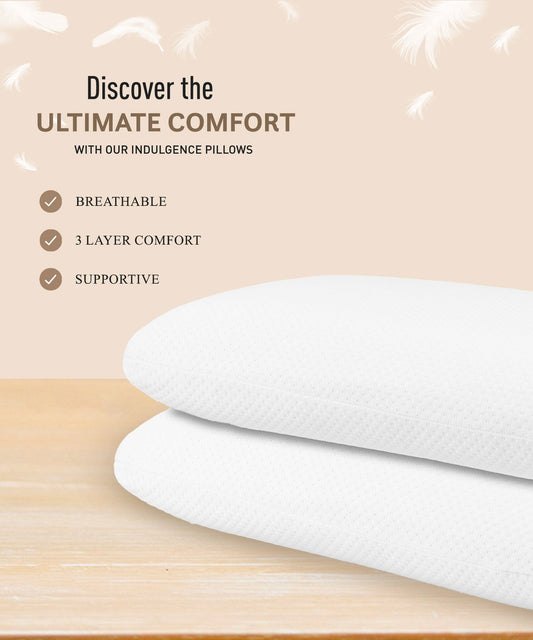 Indulgence 1 Pc Pillow, White|260 GSM Polyester | Memory Pillow