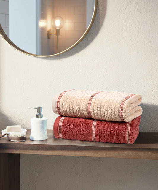 His & Her 2 PC Bath Towel Set, Suger & Spice|500 GSM Cotton