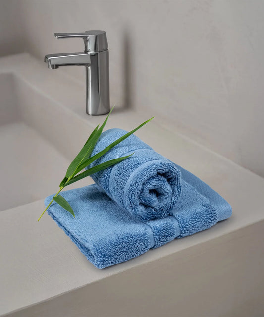 Luxe Home 2Pc Face Towel, Sea Blue| 600 GSM Cotton Bamboo