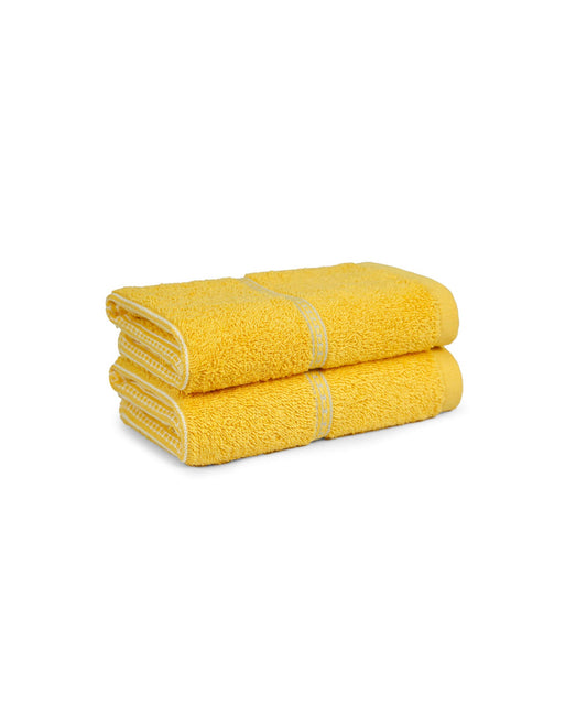 Urban Comfort 2 Pc Hand Towel Set, Drama Yellow| 450 GSM Cotton|Dry Fast