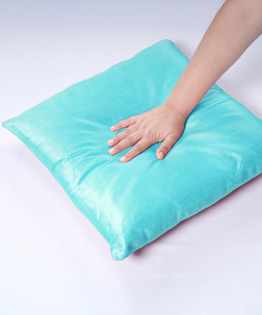 Everyday Solid Single Cushion, Azure Blue| 250 GSM Polyester