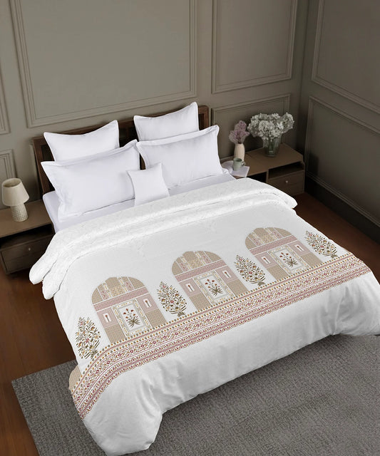 Gates Around The Goble Double AC Comforter, Whitemyst| 180 TC Cotton