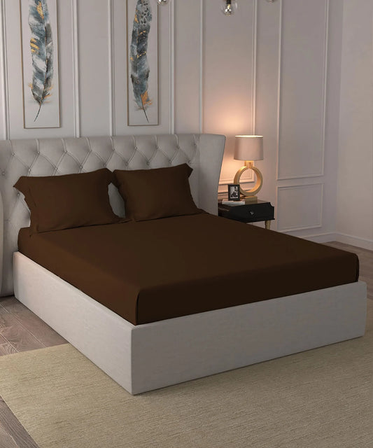 Home Essential Flannel King Bedsheet, Toffee| 290 GSM Polyester|2 Pillow Covers