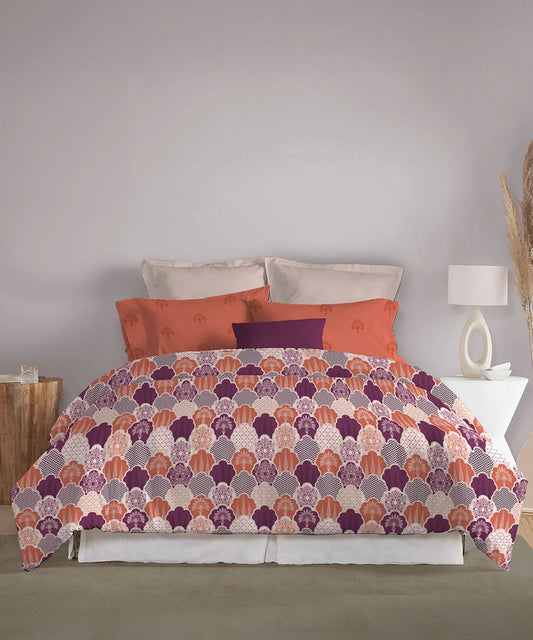 Celebration Queen Bedsheet Set, Mehfil Rust | 144 TC Cotton| 2 Pillow Covers