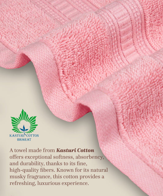 Classic Kasturi 4pc Towel Set, Victorian Pink|509 GSM Cotton