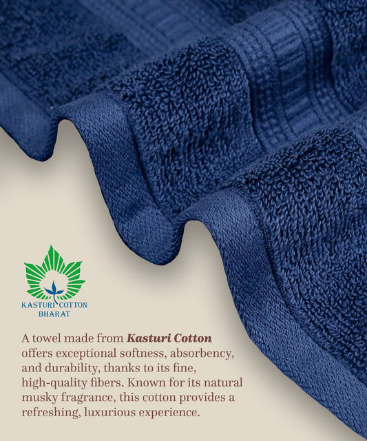 Classic Kasturi 4pc Towel Set, Medieval Blue|509 GSM Cotton