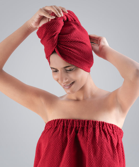 Urban Comfort (Head+Body)Wrap Set, Tango Red| 240 GSM Cotton