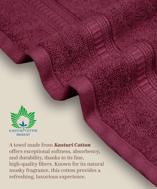 Classic Kasturi 4pc Towel Set, Fig Wine|509 GSM Cotton