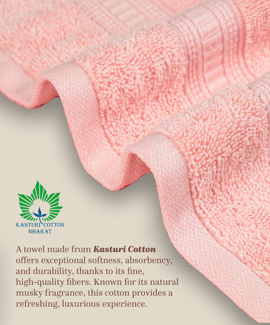 Classic Kasturi 4pc Towel Set, Tender Peach|509 GSM Cotton