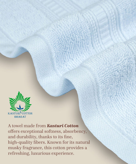 Classic Kasturi 4pc Towel Set, Pure Aqua|509 GSM Cotton
