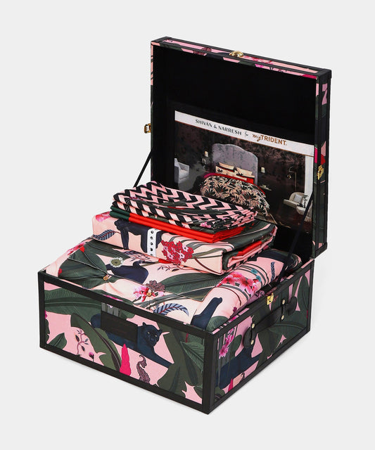 Shivan & Narresh Trousseau Set, Palmera|400 TC Cotton Poly|7 Pc Set