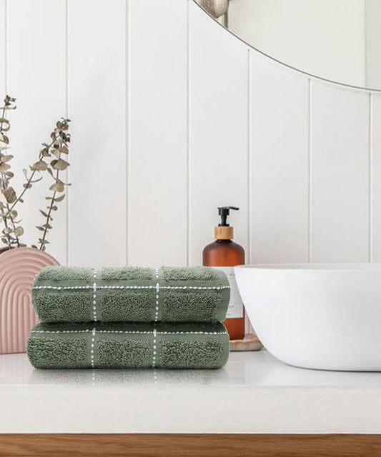 Dusk & Dawn Castor Grey 2 Hand Towel, 400 GSM, Cotton Rich, Weft Insert Solid Towel, Grey