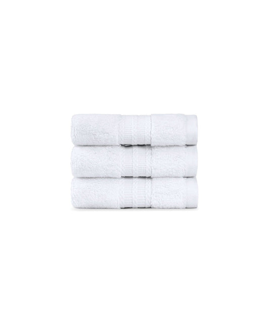 Luxury 3 Pc Face Towel Set, Delice White|625 GSM Premium Cotton| Antimicrobial