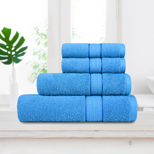 Celebration 4Pc Towel Set, Perfect Blue| 450 GSM Cotton