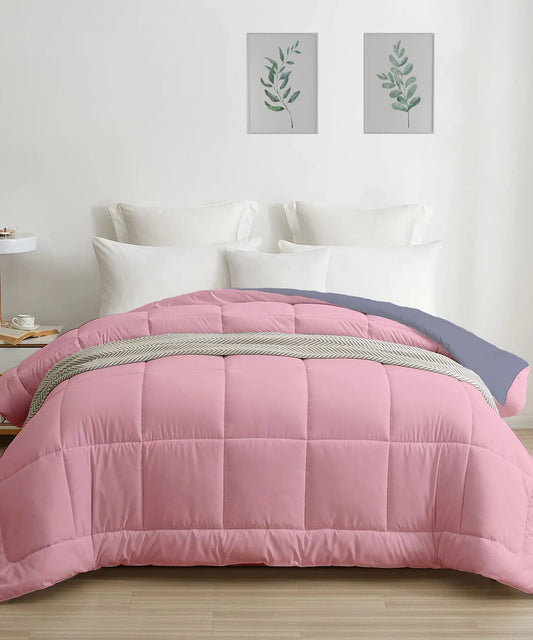 Soft Comfort Solid Double AC Blanket/Comforter, Rose Dust|200 GSM Micro Polyester|Reversible
