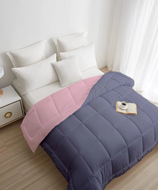 Soft Comfort Solid Double AC Blanket/Comforter, Rose Dust|200 GSM Micro Polyester|Reversible