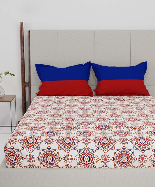 Urban Comfort Queen Bedsheet, Majestic Mandala| 144TC Cotton| 2 Pillow Covers