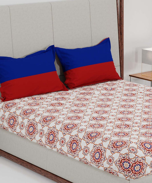 Urban Comfort Queen Bedsheet, Majestic Mandala| 144TC Cotton| 2 Pillow Covers
