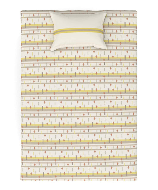 Home Essential Kylo Lime Queen Bedsheet With 2 Pillow Cover, 144TC, 100% Cotton, Printed, Yellow