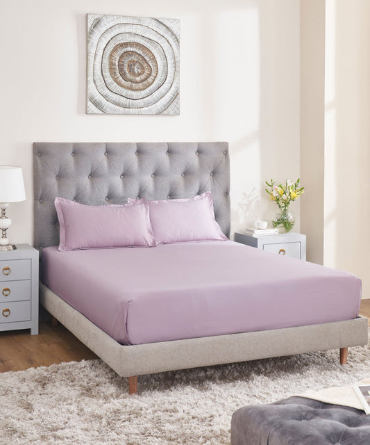 Nectarsoft Solid King Bedsheet Set, Rose Marble| 400 TC Cotton| 4 Pillow Covers