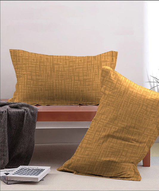 Urban Comfort Pillow Covers Set, Aria Yellow| 144 TC Cotton