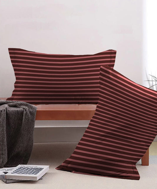 Urban Comfort Pillow Covers Set, Modern Brown| 144 TC Cotton