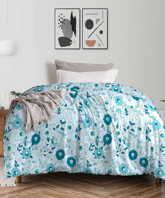 Urban Comfort Desert Gardern Blue Single AC Comforter, 120GSM, 100% Cotton, Floral, Blue