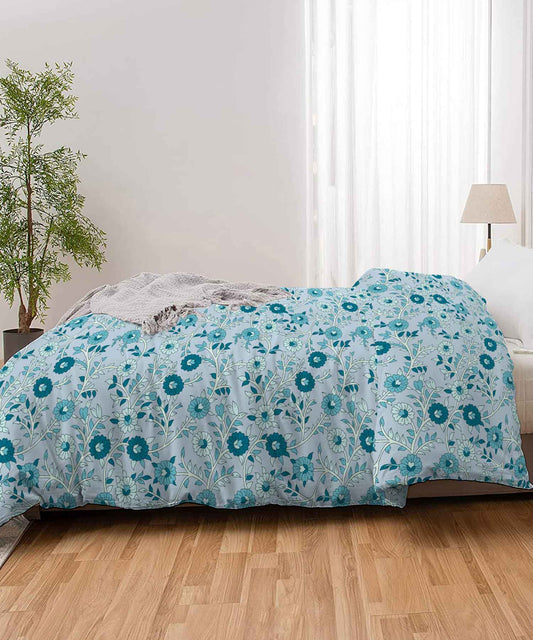 Urban Comfort Desert Gardern Blue Single AC Comforter, 120GSM, 100% Cotton, Floral, Blue