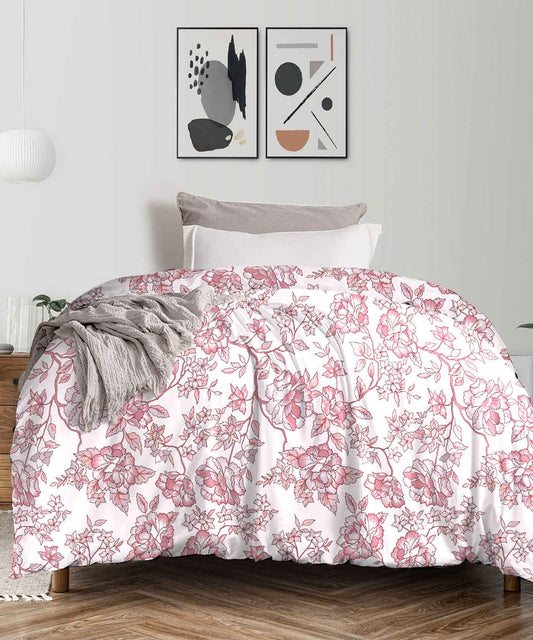 Urban Comfort Juliet Pink Single AC Comforter, 120GSM, 100% Cotton, Floral, Pink