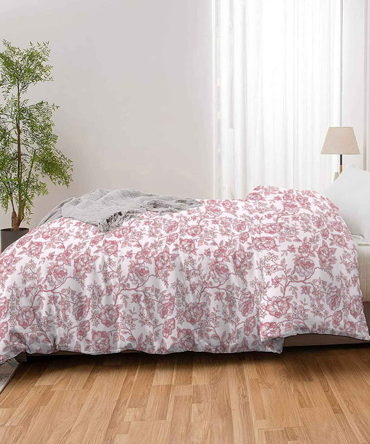 Urban Comfort Juliet Pink Single AC Comforter, 120GSM, 100% Cotton, Floral, Pink