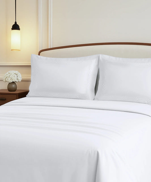 Nectarsoft Luxe Living Solid King Bedsheet Set, Renoir, Snow White|300 TC Cotton| 2 Pillow Cover
