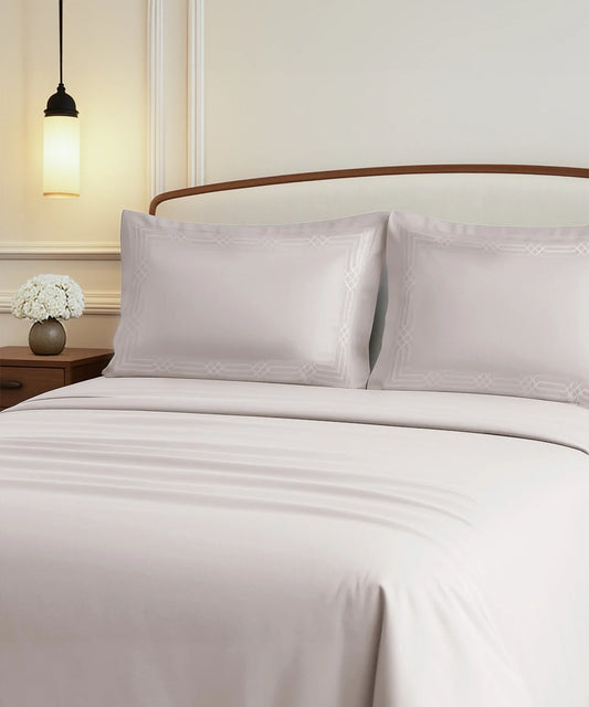 Nectarsoft Luxe Living Solid King Bedsheet Set, Renoir, Powder Puff|300 TC Cotton| 2 Pillow Cover