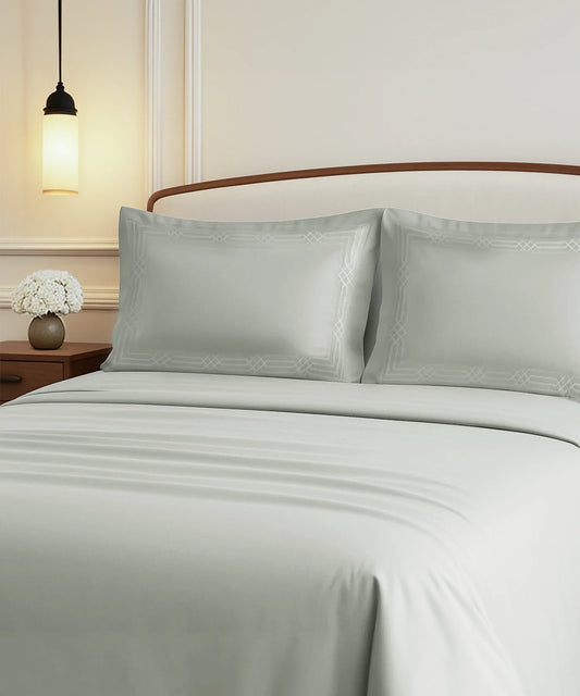 Nectarsoft Luxe Living Solid King Bedsheet Set, Renoir, Desert Sage|300 TC Cotton| 2 Pillow Cover
